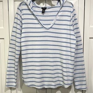 Rue 21 White & Blue Long Sleeve Women’s Top Size XL